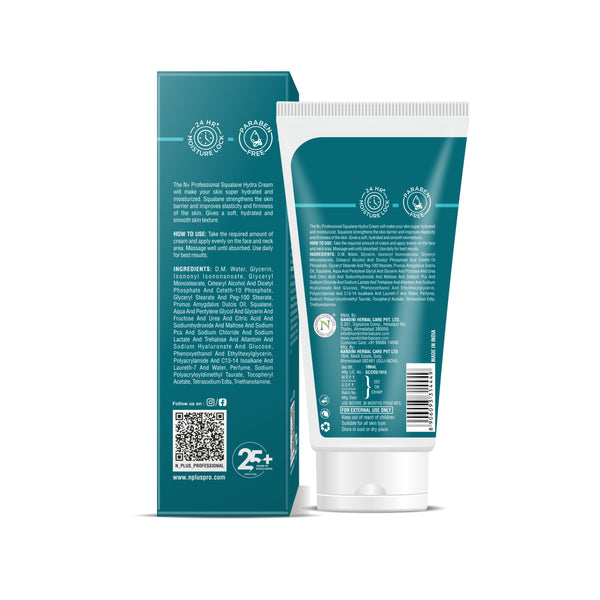 Squalane Hydra Cream Moisturiser, Enriched with Olive Squalane, For dry to very dry skin, 24 HR* Moisture Lock- 100ml