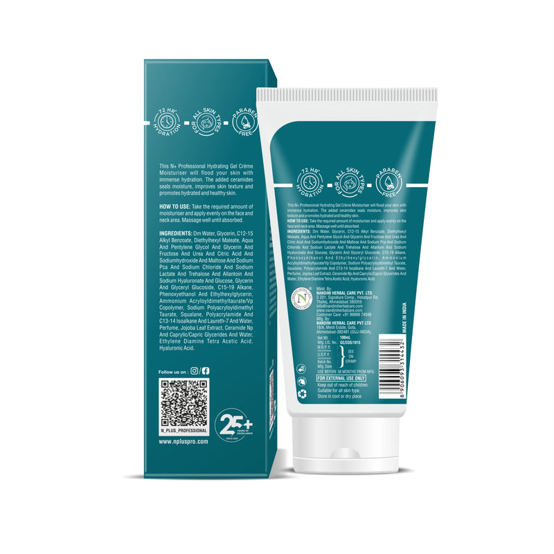 72 Hr Hydrating Gel Creme Moisturiser, Enriched with Jojoba Leaf Extract, 100ml