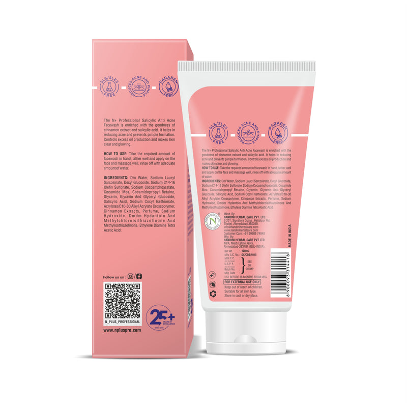 Salicylic AA (Anti Acne) Facewash, Reduce Acne & Pimple, SLS & Paraben Free- 100ml
