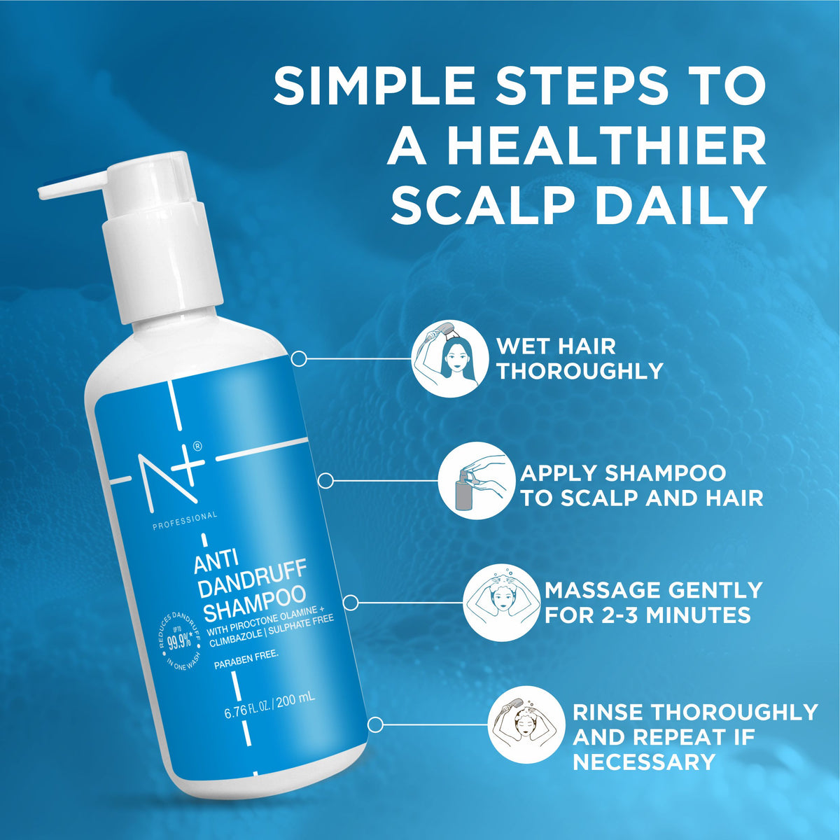 N+ Plus Professional Anti Dandruff Shampoo, Reduces Dandruff upto 99.99% in one wash