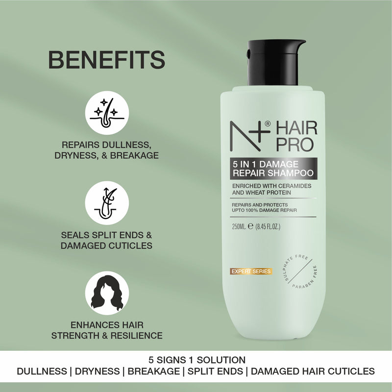 Hair Pro 5 in 1 Damage Repair Shampoo | Ceramides & Wheat Protein