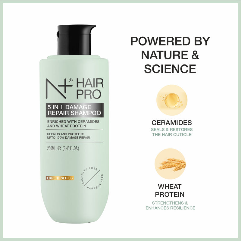 Hair Pro 5 in 1 Damage Repair Shampoo | Ceramides & Wheat Protein