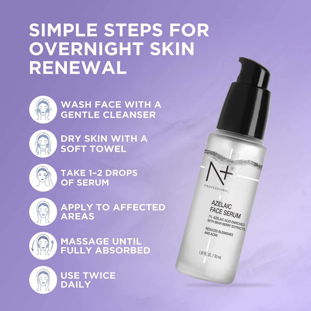 7% Azelaic Acid Face Serum Brightening serum, For Pigmentation, Enriched with Bear Berry Extracts - 30ML