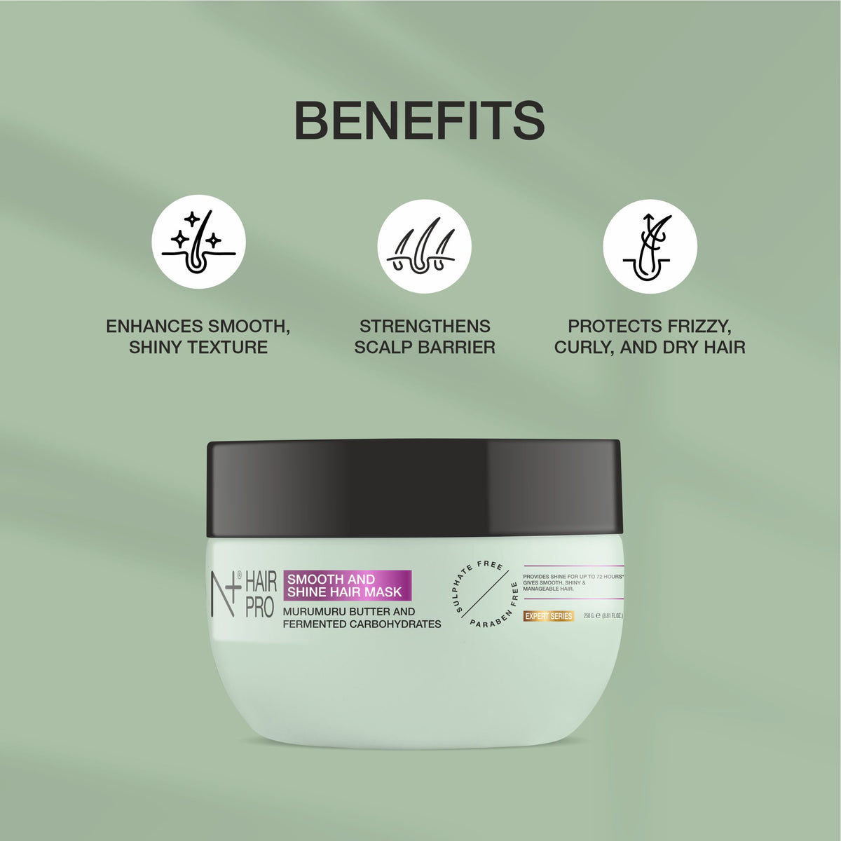 Hair Pro Smooth and Shine Hair Mask | Murumuru Butter & Fermented Carbohydrates