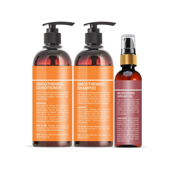 Hair Combo for Hair Smoothening(Smoothening  Shampoo+ Smoothening conditioner + Moroccan Argan Oil)