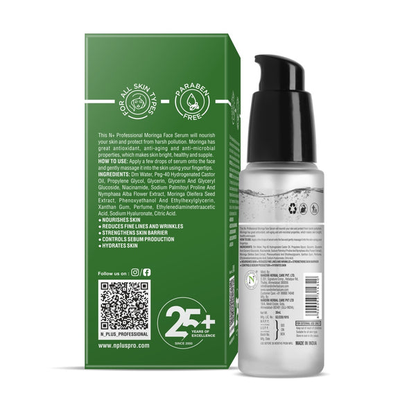 Moringa Face Serum, Revives Damaged Skin, Hydrate Skin & Reduce Fine Lines & Wrinkles, 30ml