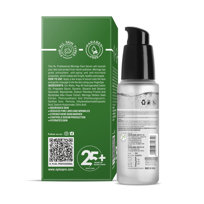 Moringa Face Serum, Revives Damaged Skin, Hydrate Skin & Reduce Fine Lines & Wrinkles, 30ml