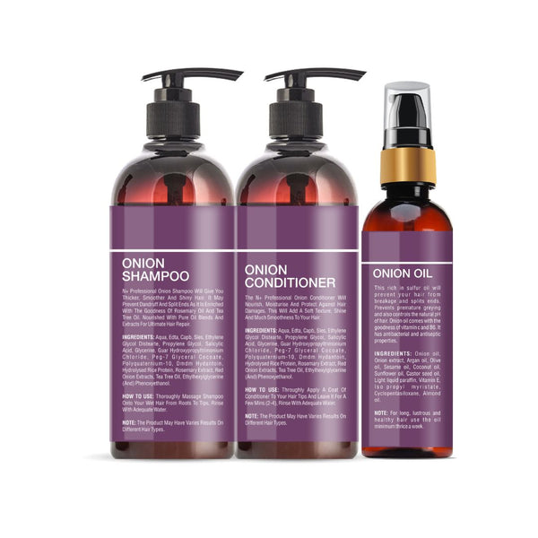 Hair Combo for Dandruff & Hairfall ( Onion Shampoo+ Onion Conditioner+ Onion Oil)