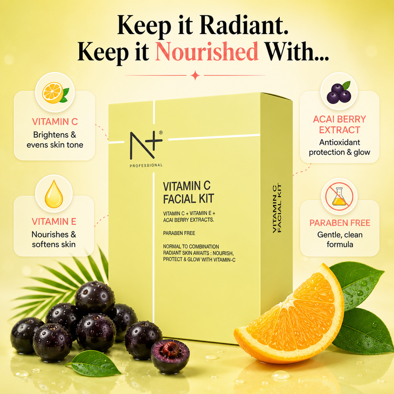 Vitamin C Facial Kit, With Vitamin C + E + Acai Berry Extracts, Radiant Skin Awaits