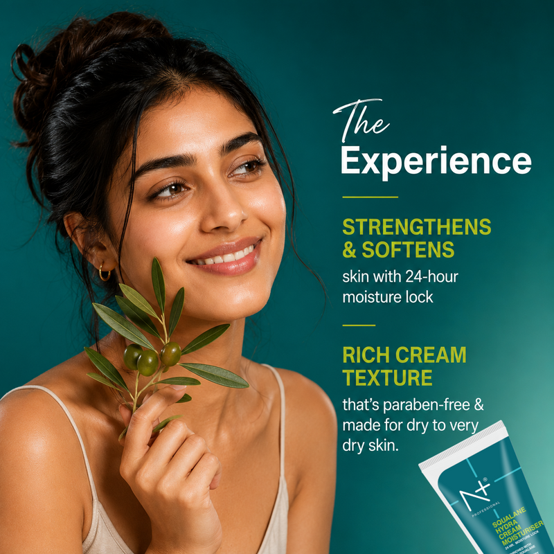 Squalane Hydra Cream Moisturiser, Enriched with Olive Squalane, For dry to very dry skin, 24 HR* Moisture Lock- 100ml