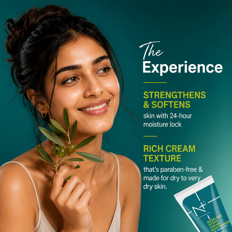 Squalane Hydra Cream Moisturiser, Enriched with Olive Squalane, For dry to very dry skin, 24 HR* Moisture Lock- 100ml