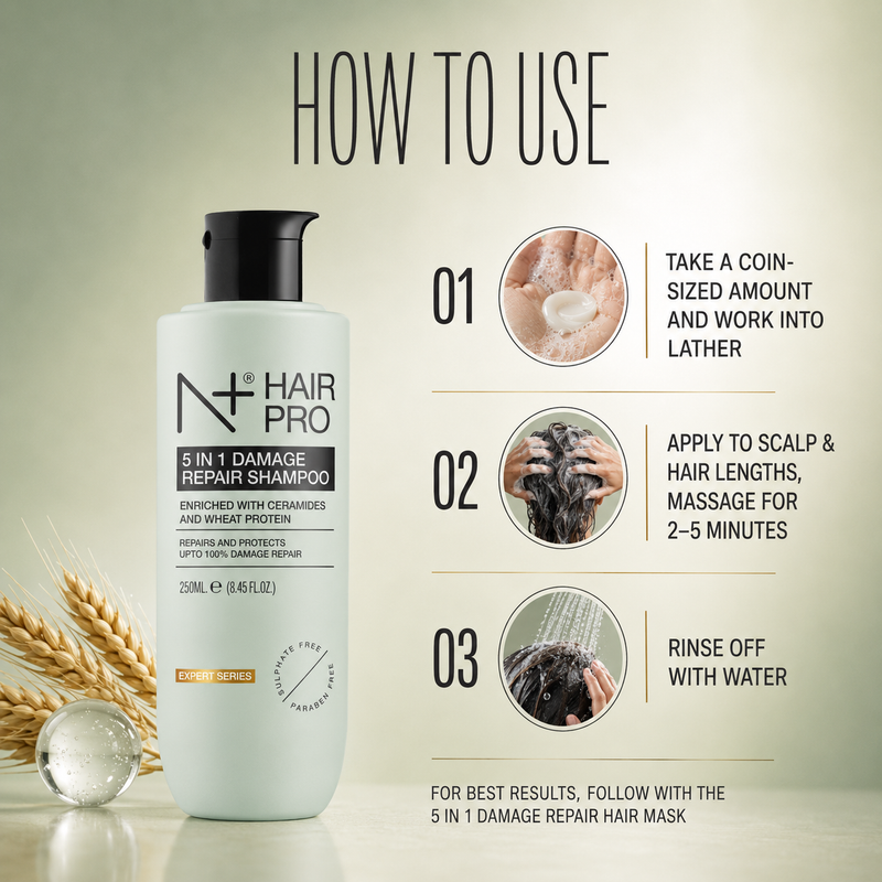 Hair Pro 5 in 1 Damage Repair Shampoo | Ceramides & Wheat Protein