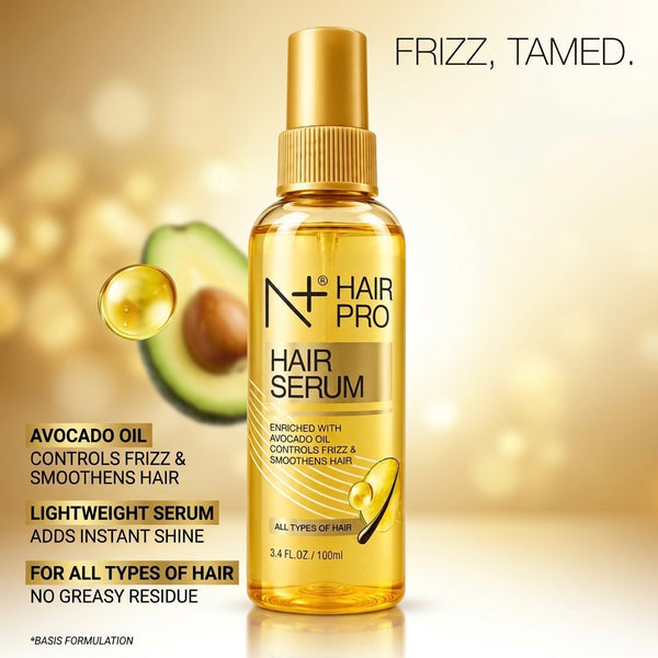 N+ Hair Pro Hair Serum, Enriched with Avocado Oil, Controls Frizz & Smoothens Hair- 100ml