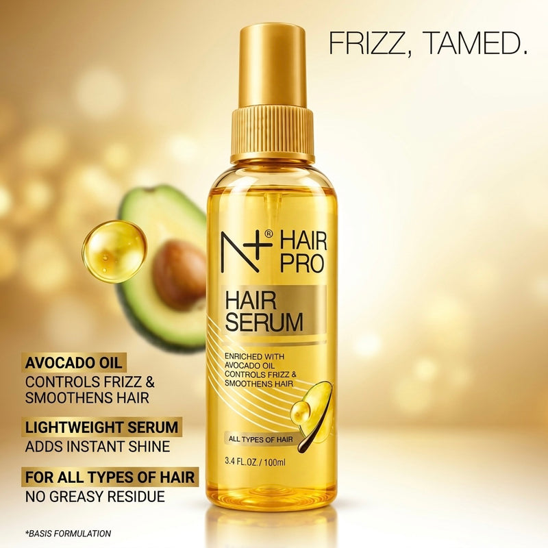 N+ Hair Pro Hair Serum, Enriched with Avocado Oil, Controls Frizz & Smoothens Hair- 100ml