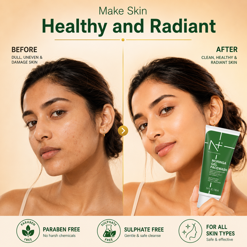 Moringa Gel Facewash, Revives Damaged Skin, With Moringa Extract & Vitamin E