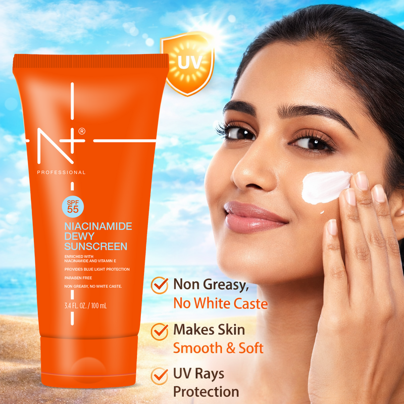 SPF 55 Niacinamide Dewy Sunscreen Cream | Non-Greasy (100 ML)