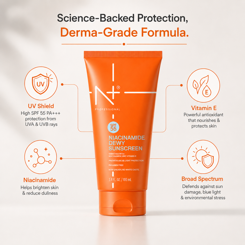 SPF 55 Niacinamide Dewy Sunscreen Cream | Non-Greasy (100 ML)