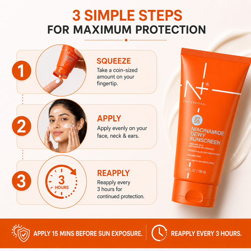 SPF 55 Niacinamide Dewy Sunscreen Cream | Non-Greasy (100 ML)