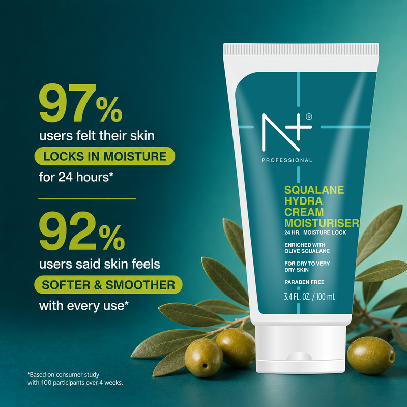 Squalane Hydra Cream Moisturiser, Enriched with Olive Squalane, For dry to very dry skin, 24 HR* Moisture Lock- 100ml